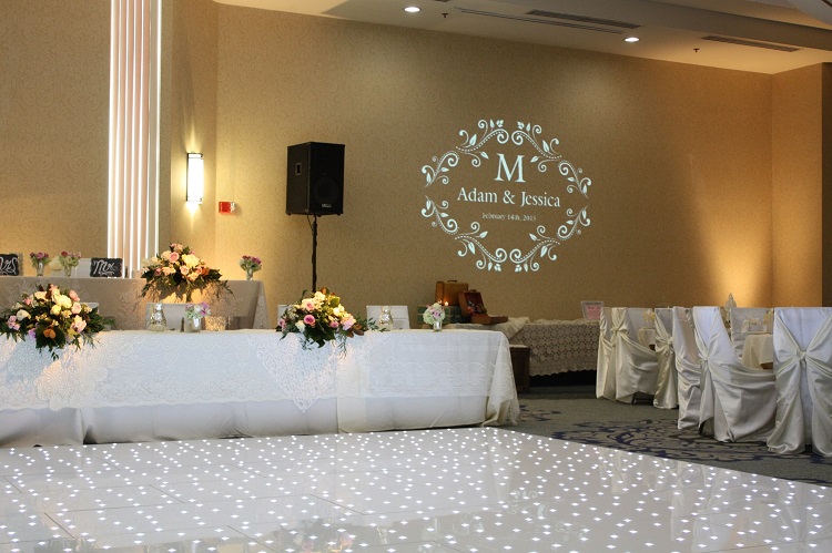 Wedding Monogram with Starlight Dance Floor at the Grove hotel Sound Wave Events